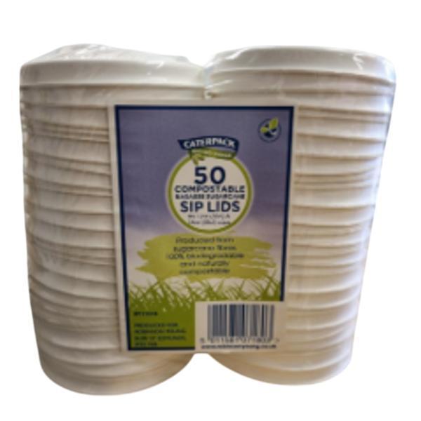 CATERPACK 12oz SIP LID BAGASSE 1x50