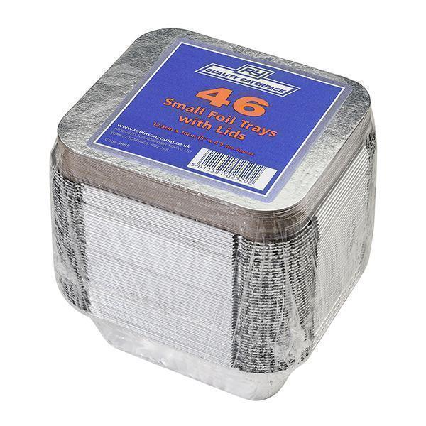 CATERPACK SML FOIL TRAYS & LIDS 12x10cm 1x46