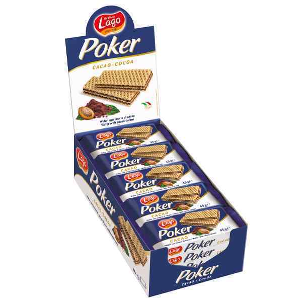 LAGO POKER CACAO COCOA WAFERS 20x45gm