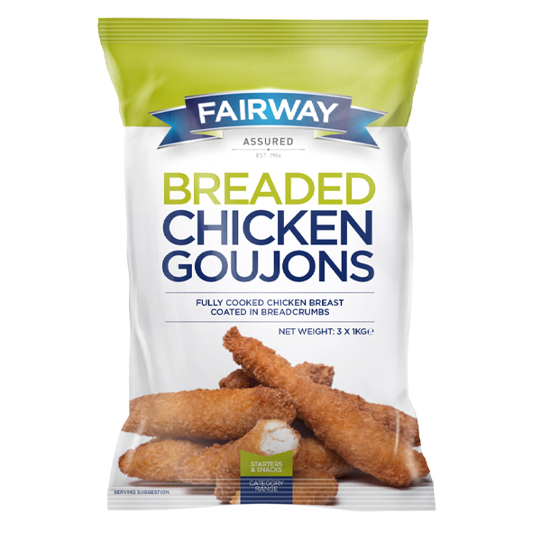 FAIRWAY FRONTIER BREADED CHICKEN STRIPS 3x1kg FULLY COOKED PR CODE :30003102