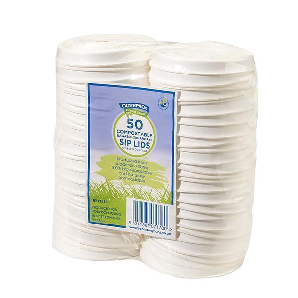 CATERPACK 8oz SIP LID BAGASSE 1x50