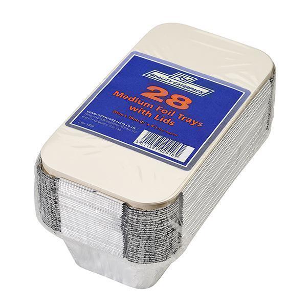 CATERPACK MED. FOIL TRAYS & LIDS 20x10cm 1x28