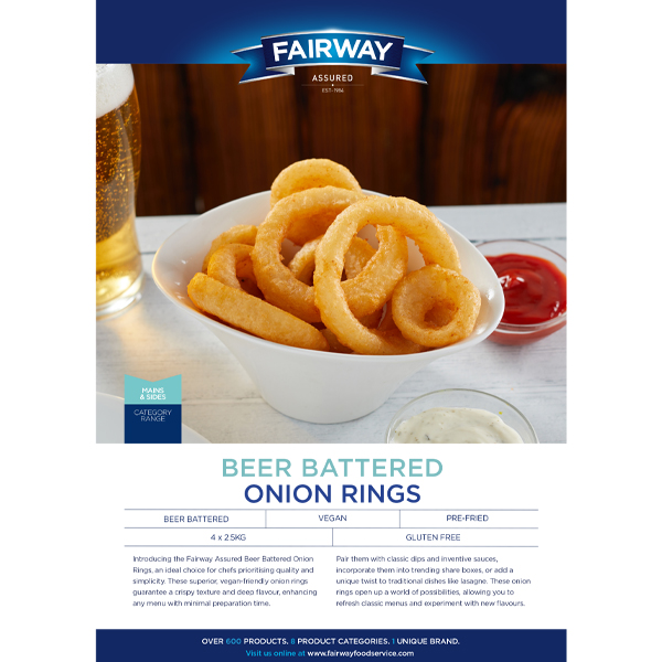 FAIRWAY ASSURED BEER BATTERED ONION RINGS 1kg *BAG