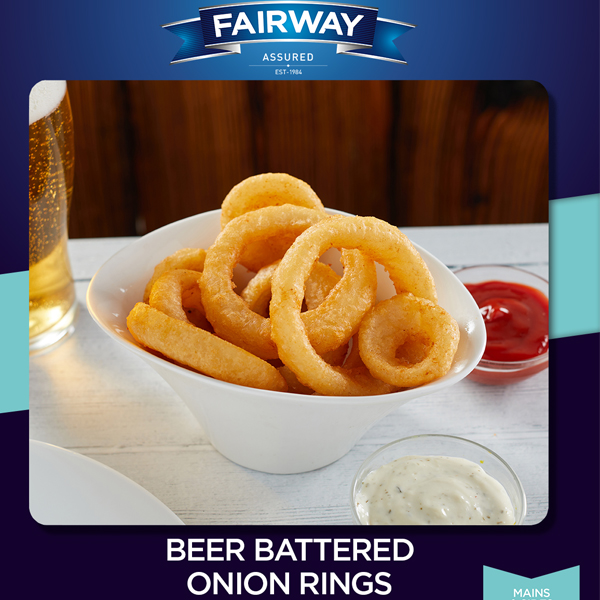 FAIRWAY ASSURED BEER BATTERED ONION RINGS 1kg *BAG