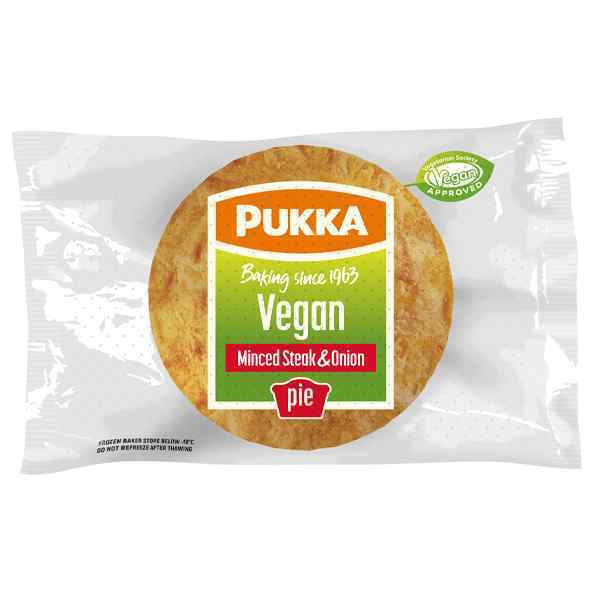 VEGAN BAKED PUKKA STEAK & ONIONS 12x214g INDIVIDUALLY WRAPPED