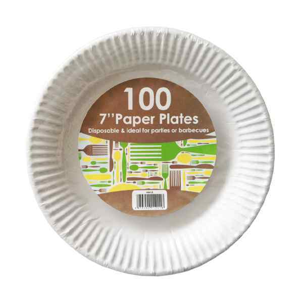 DISPOSABLE PAPER PLATE WHITE 7" (19cm) 10x100