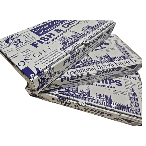 LARGE 12" NEWSPRINT FISH & CHIPS BOXS 1x100's 310mm x 151mm x 48mm