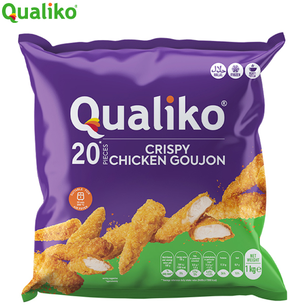 QUALIKO HALAL CHICKEN CRISPY GOUJONS 1kg MEAT CONTENT 61%  20x50gm