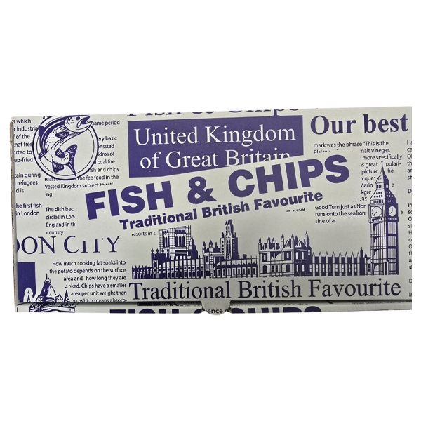 LARGE 12" NEWSPRINT FISH & CHIPS BOXS 1x100's 310mm x 151mm x 48mm