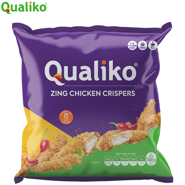 QUALIKO HALAL ZING CHICKEN CRISPY STRIPS 1kg CRISPERS CHICKEN FILLETS (25gm) %69 MEAT