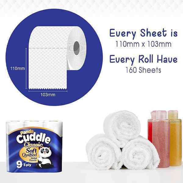 PANDA CUDDLE WHITE TOILET ROLLS 5x9 ROLLS