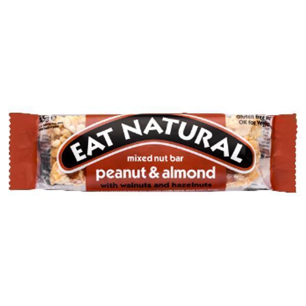 EAT NATURAL PEANUT AND ALMOND (GF) 12 x 45g FRUIT & NUT BARS WITH WALNUTS AND HAZELNUTS