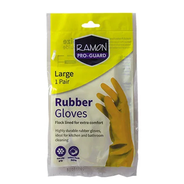 PRO-GUARD LARGE YELLOW RUBBER 1 PAIR GLOVES RAMON