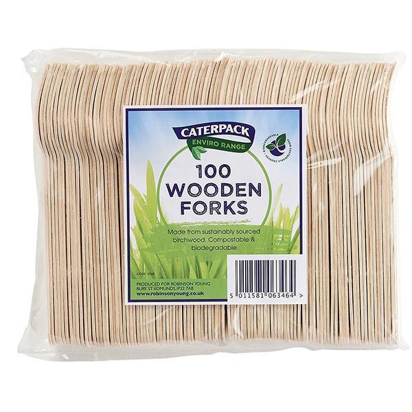 CATERPACK ENVIRO WOODEN FORKS 1x100