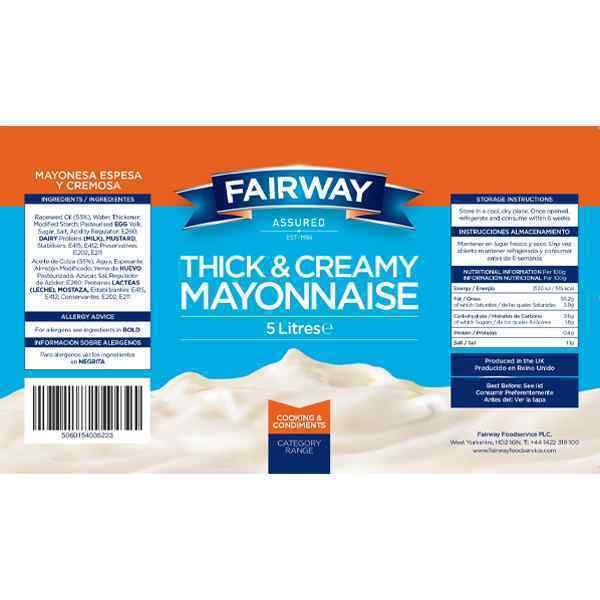 1 X 5lt FAIRWAY 55% THICK & CREAMY MAYONNAISE