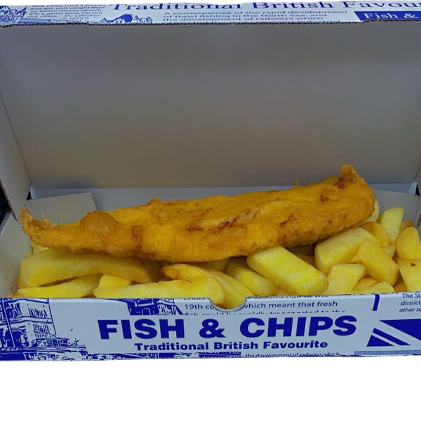 LARGE 12" NEWSPRINT FISH & CHIPS BOXS 1x100's 310mm x 151mm x 48mm