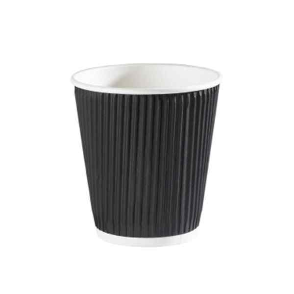 DISPO BLACK 10oz RIPPLE WALL PAPER CUPS 1x500 285ML - ( 50017 ) Suitable lids are - GFC022 &