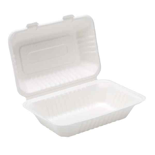 SUGARCANE 9" X 6" X 3" LUNCH BOX 2x125 BIODEGRADABLE -  91018 ( TT10 ) FC3, TT10