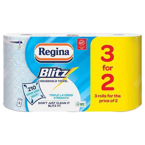 REGINA BLITZ HOUSEHOLD TOWELS 3xROLLS