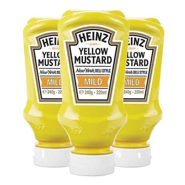 HEINZ MILD YELLOW MUSTARD 8 x 220ml  (250g) TABLE TOP