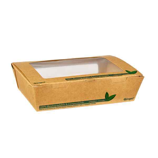 900ML COMPOSTABLE TUCK TOP SALAD BOXES 4X50 PTODUCT CODE: 61002