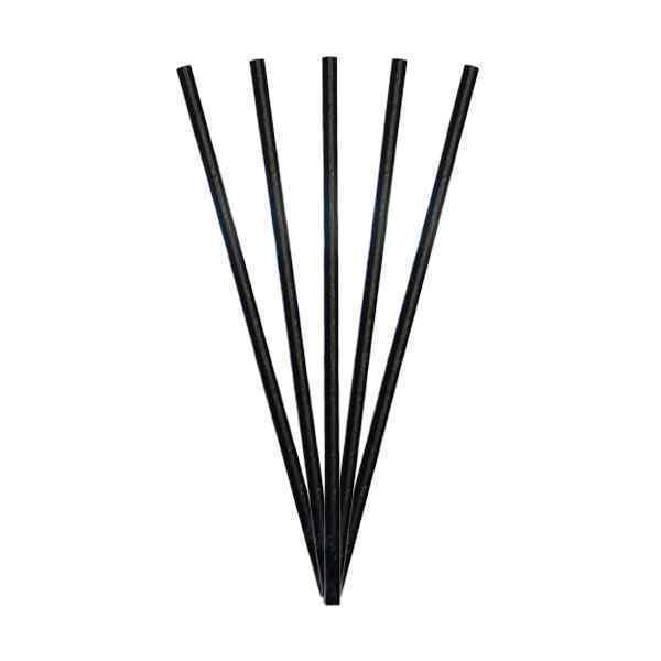 BLACK  STRAIGHT PAPER STRAWS  250's 200mmx6mm - PRODUCT CODE: 0250PAPBLK