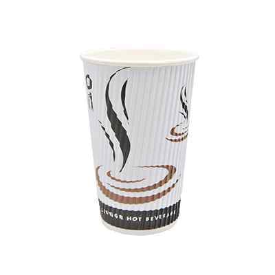 DISPO WHITE 16oz RIPPLE WALL PAPER CUPS 1x500 (50003) (RIPPLE) Suitable lids are - GFC022 & GFC150